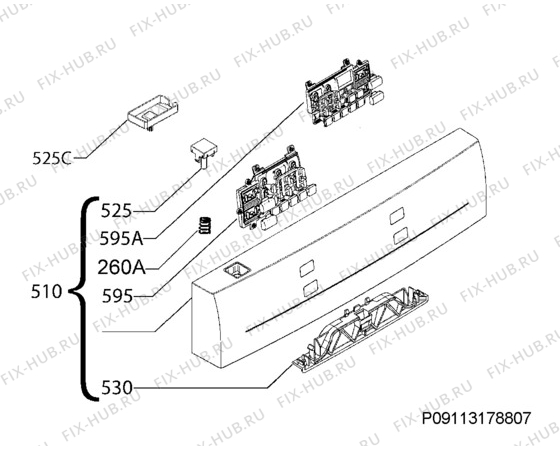 Взрыв-схема посудомоечной машины Husqvarna QB6264K - Схема узла Command panel 037